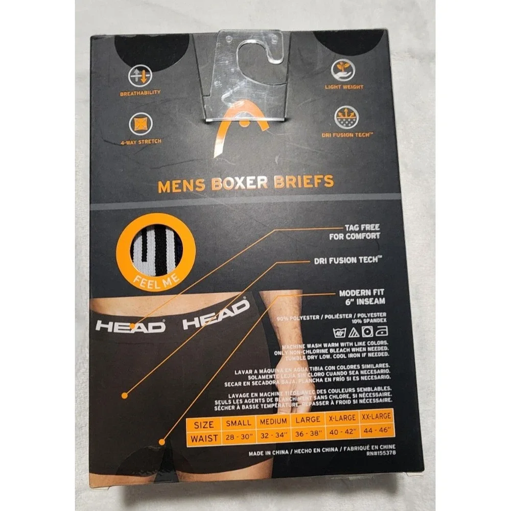 HEAD‎ Men's Cotton Essentials Breathable Boxer Briefs 3 pack Size Small NEW